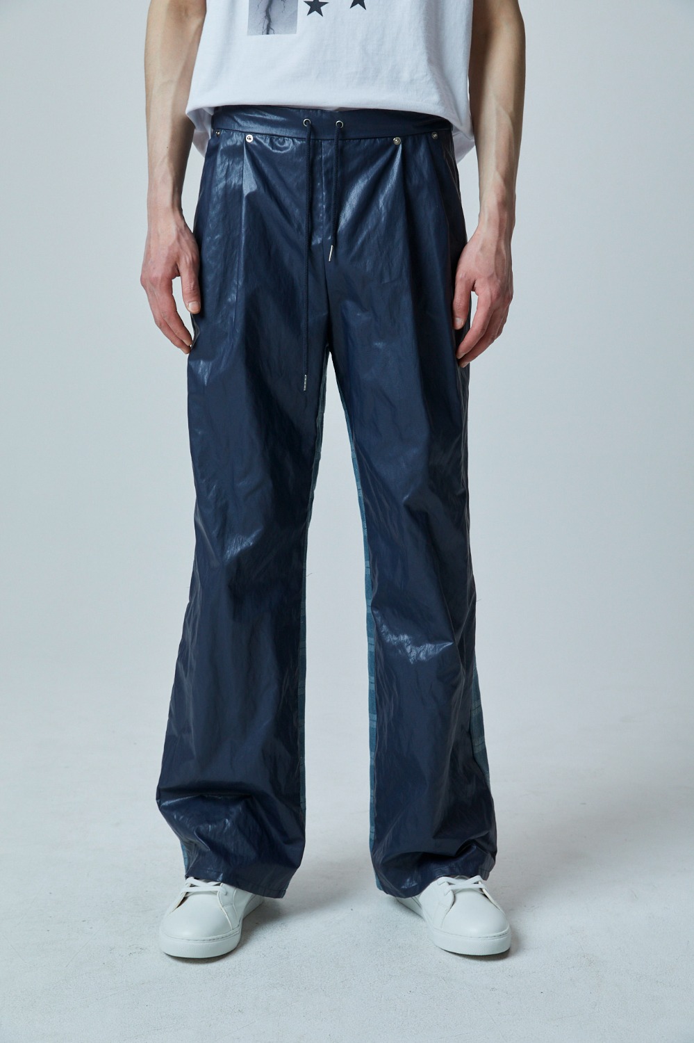 PLEATED TWO-TONE DRAWSTRING PANTS